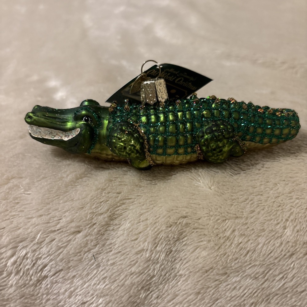 Gator Christmas Ornaments 5" Long. Lot of 10.  Old World Blown Glass.